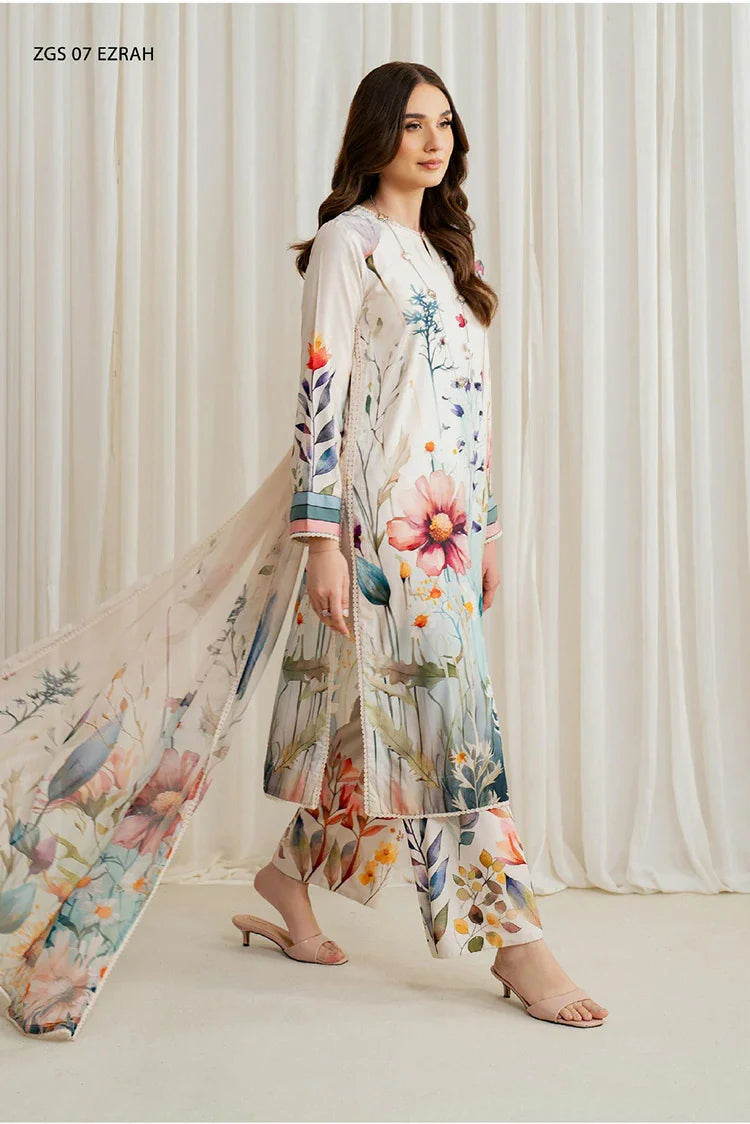 Picture of Zarif - Printed Georgette Silk Collection - ZGS-07 Ezrah - Unstitched - Available at Raja Sahib