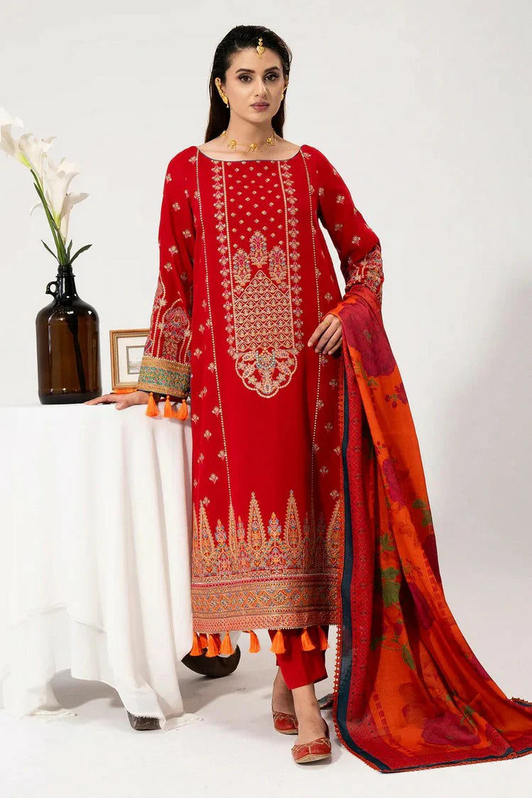 Picture of Saad Shaikh - Luminaa Karandi Collection - 01 Crimson - Unstitched - Available at Raja Sahib