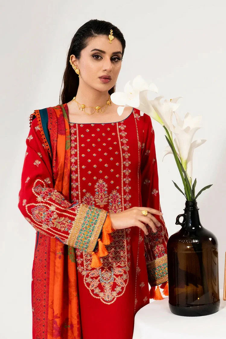 Picture of Saad Shaikh - Luminaa Karandi Collection - 01 Crimson - Unstitched - Available at Raja Sahib