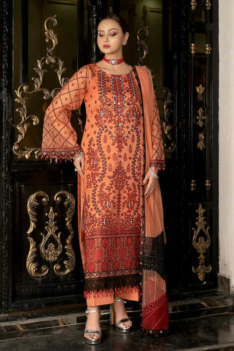 Picture of Janique - Luxury Khaadi Collection Vol 5 - 03 Safety Orange - Unstitched - Available at Raja Sahib