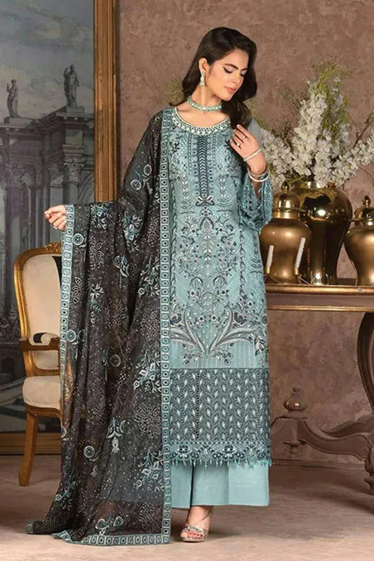 Picture of Janique - Luxury Chiffon Collection Vol 6 - 06 Celeste - Unstitched - Available at Raja Sahib