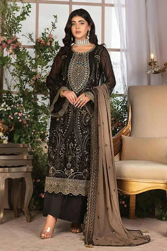 Picture of Janique - Luxury Chiffon Collection Vol 6 - 07 Black - Unstitched - Available at Raja Sahib