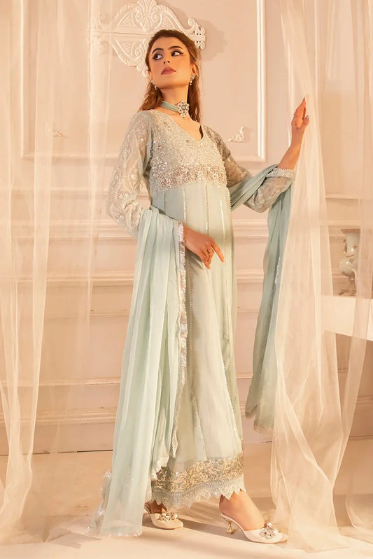 Picture of Manahils - Safiyya RTW Collection - Aqua-108 - Available at Raja Sahib