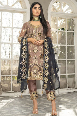 Picture of Ketifa - Formals Unstitched Collection - Prismatic Brown - Available at Raja Sahib