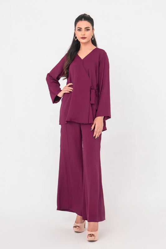 Picture of The Slay Wear - Co-ord Set - Berry Wine - Available at Raja Sahib