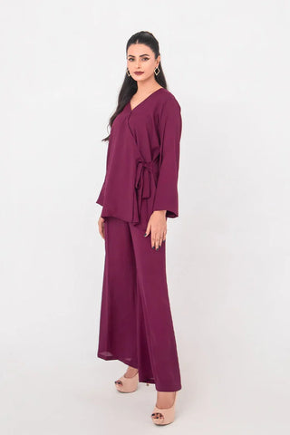 Picture of The Slay Wear - Co-ord Set - Berry Wine - Available at Raja Sahib