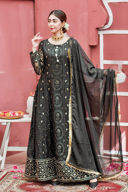 Picture of Manahils - Safiyya RTW Collection - Black-098 - Available at Raja Sahib