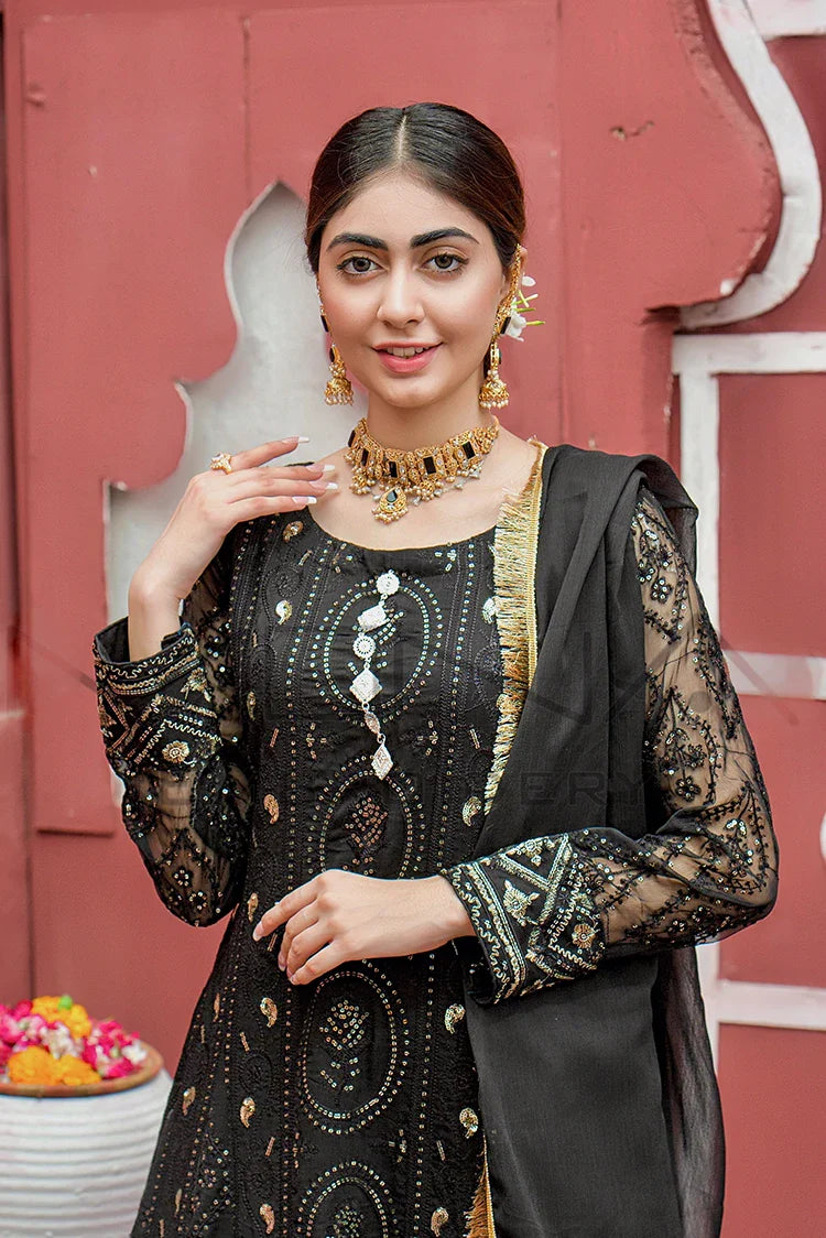 Picture of Manahils - Safiyya RTW Collection - Black-098 - Available at Raja Sahib