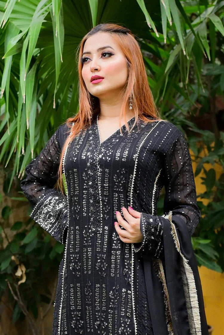 Picture of Manahils - Safiyya RTW Collection - Black-Cedar-117 - Available at Raja Sahib