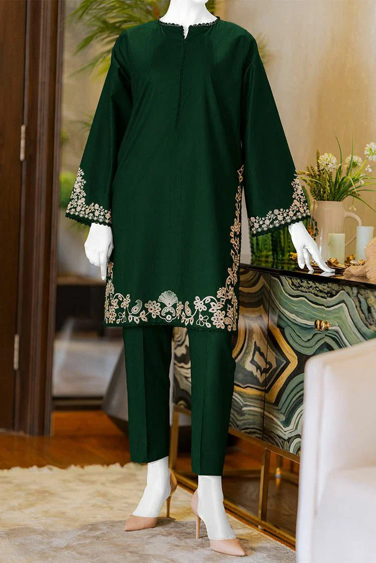 Picture of Summer '24 - Dark Green Embroidered Suit - Available at Raja Sahib