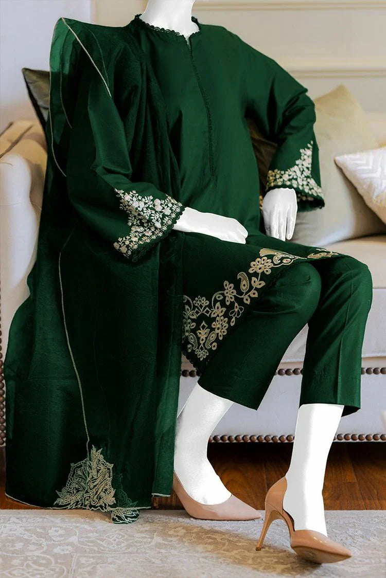 Picture of Summer '24 - Dark Green Embroidered Suit - Available at Raja Sahib