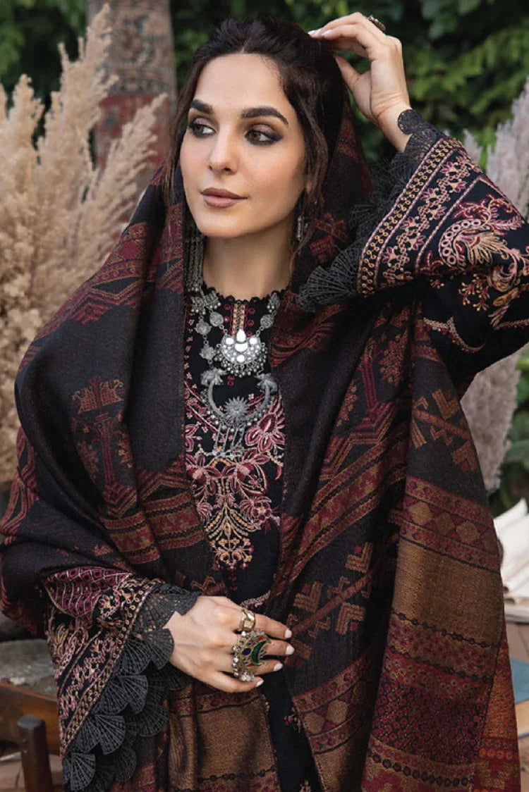 Picture of Humdum - Denara Woolen Shawl & Embroidered Edition - D01 - Available at Raja Sahib