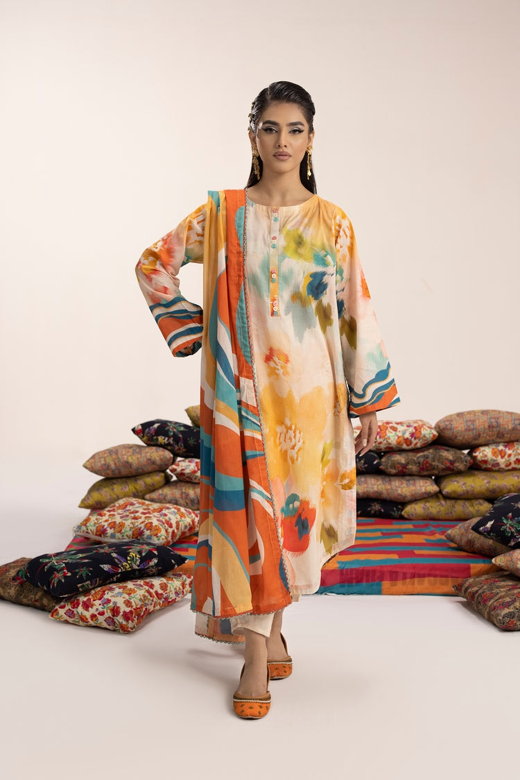 Picture of Ellena - 3-PC Unstitched Digital Printed Lawn Suit - Available at Raja Sahib