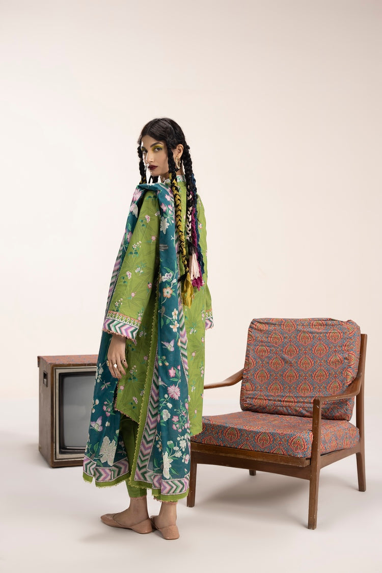 Picture of 3-PC Unstitched Digital Printed Lawn Suit - Available at Raja Sahib