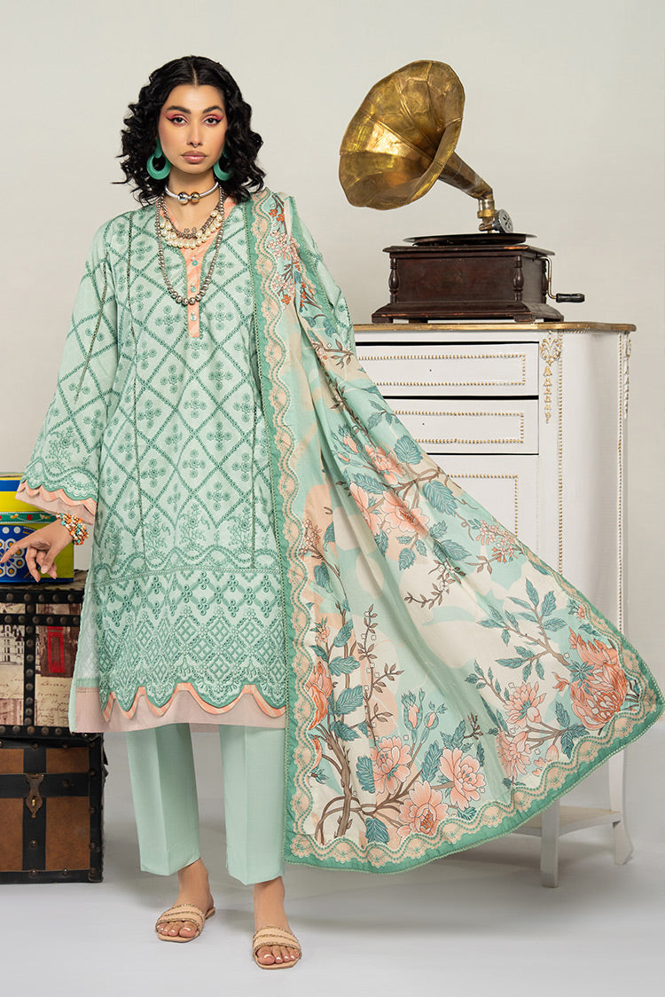 Picture of 3-PC Unstitched Digital Printed Lawn Suit - Available at Raja Sahib