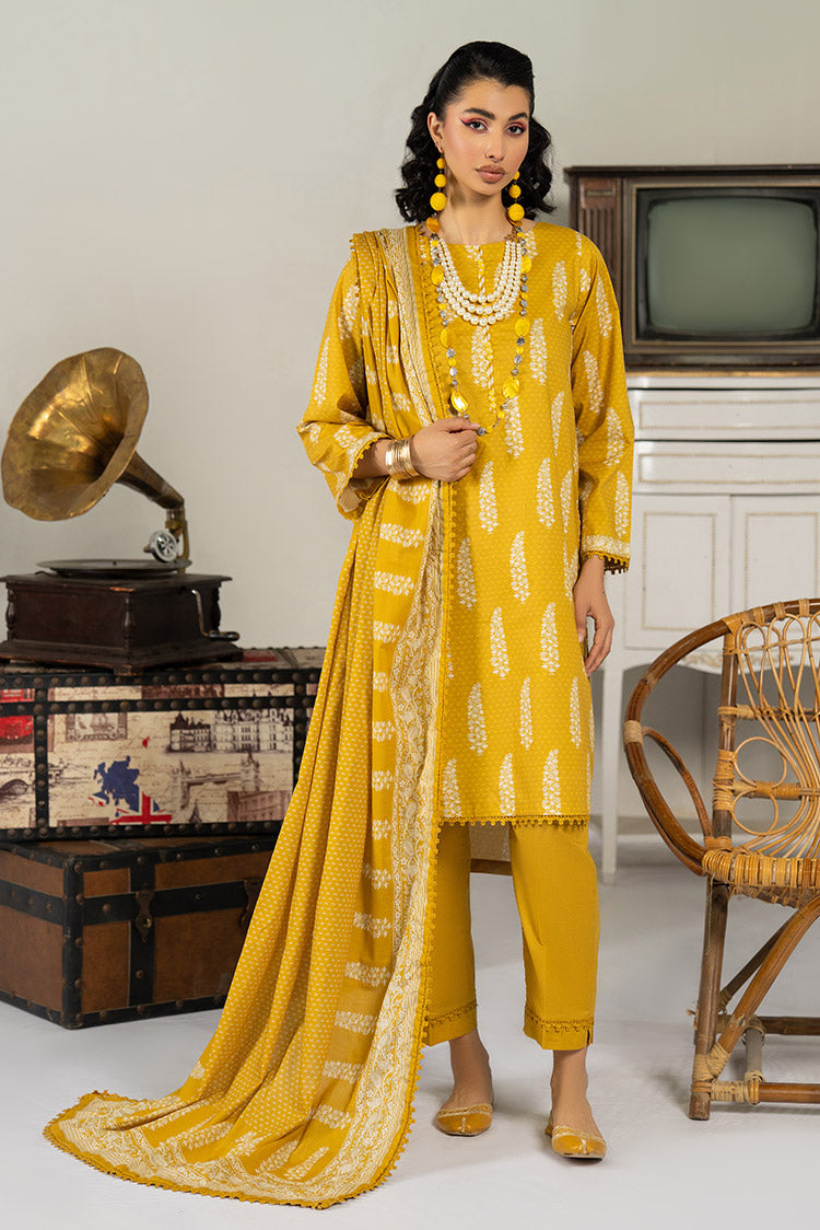 Picture of 3-PC Unstitched Digital Printed Lawn Suit - Available at Raja Sahib