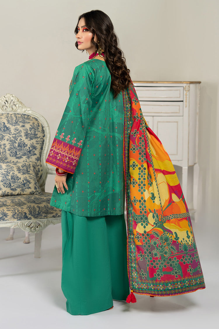 Picture of 3-PC Unstitched Digital Printed Lawn Suit - Available at Raja Sahib