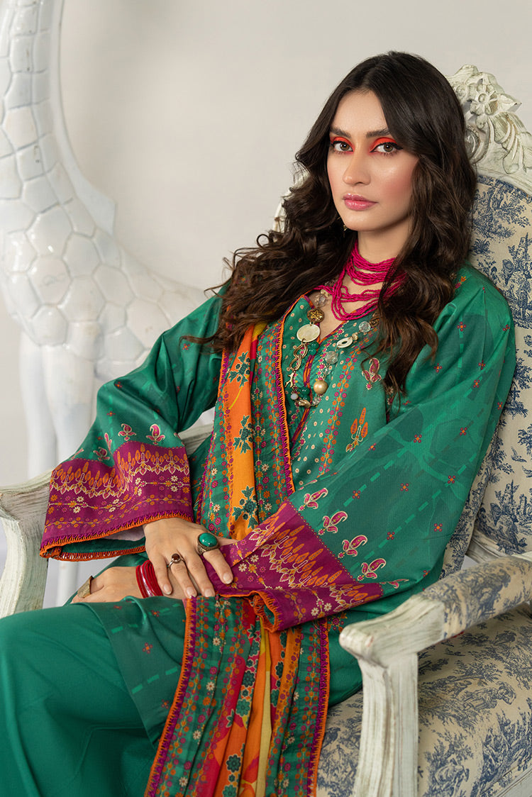 Picture of 3-PC Unstitched Digital Printed Lawn Suit - Available at Raja Sahib