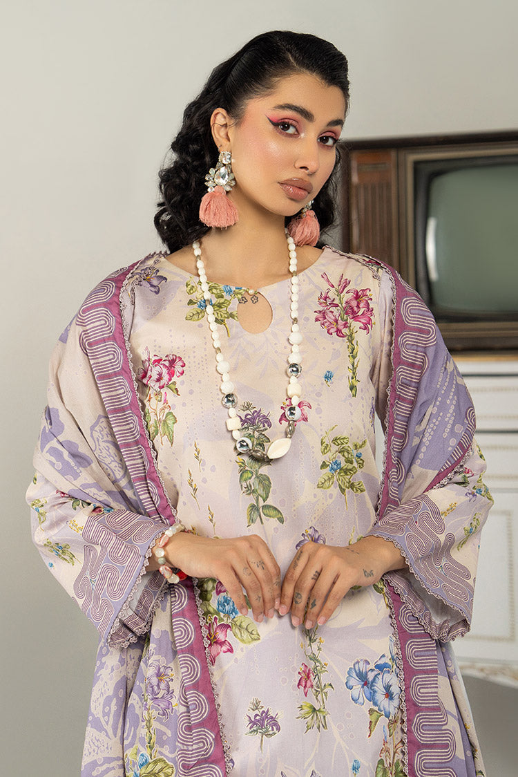 Picture of 3-PC Unstitched Digital Printed Lawn Suit - Available at Raja Sahib