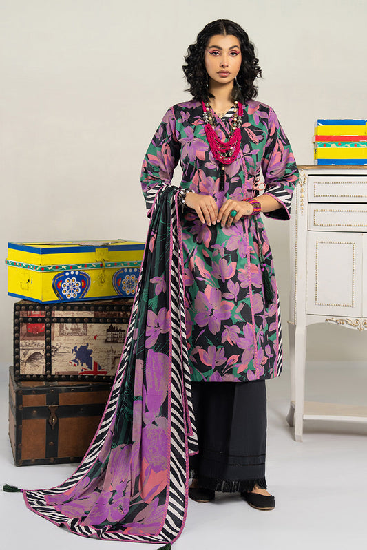 Picture of 3-PC Unstitched Digital Printed Lawn Suit - Available at Raja Sahib