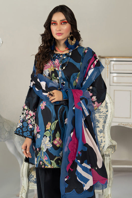 Picture of 3-PC Unstitched Digital Printed Lawn Suit - Available at Raja Sahib