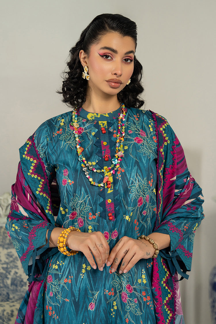 Picture of 3-PC Unstitched Digital Printed Lawn Suit - Available at Raja Sahib