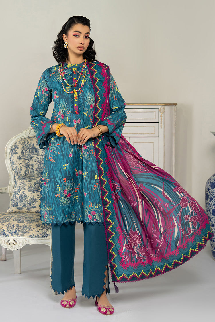 Picture of 3-PC Unstitched Digital Printed Lawn Suit - Available at Raja Sahib