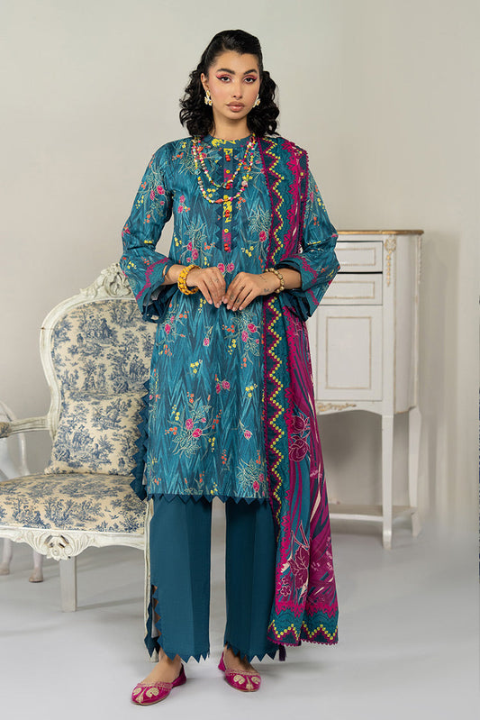 Picture of 3-PC Unstitched Digital Printed Lawn Suit - Available at Raja Sahib