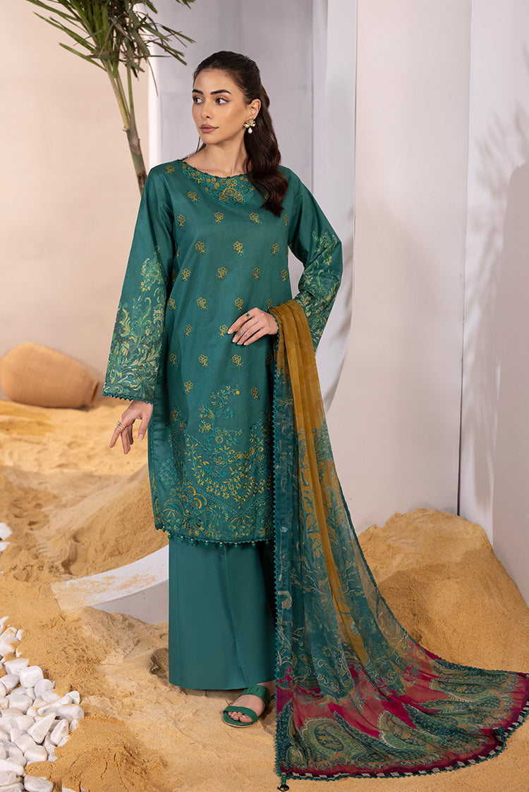 Picture of Ellena - 3-PC Unstitched Embroidered Lawn Suit - Available at Raja Sahib