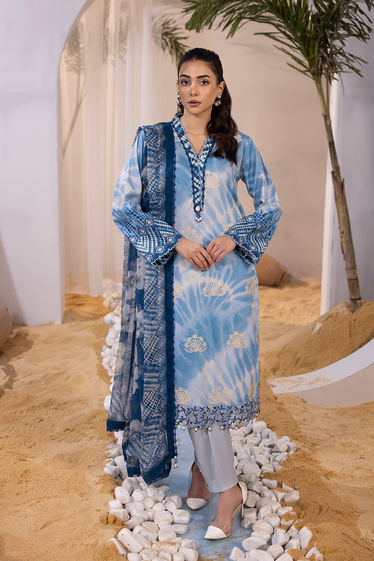 Picture of 3-PC Unstitched Digital Printed Lawn Suit - Available at Raja Sahib