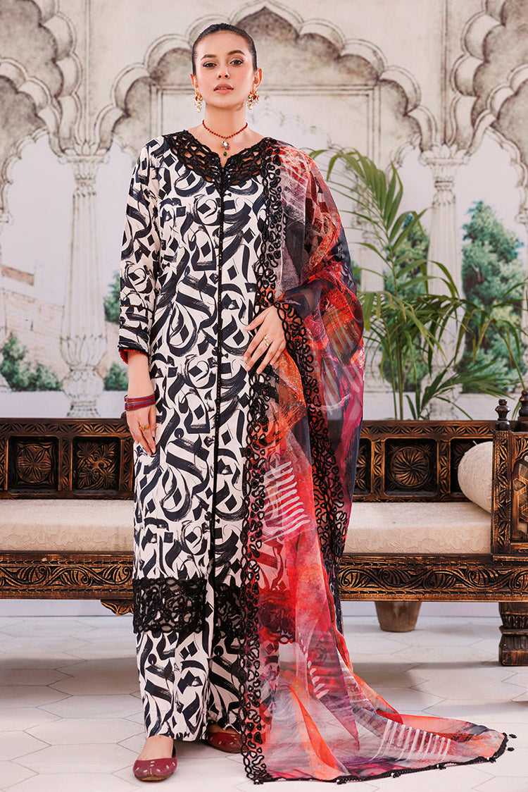 Picture of 3-PC Unstitched Digital Printed Lawn Suit - Available at Raja Sahib