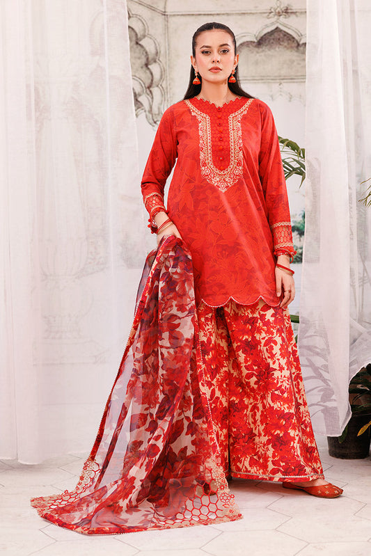 Picture of 3-PC Unstitched Digital Printed Lawn Suit - Available at Raja Sahib