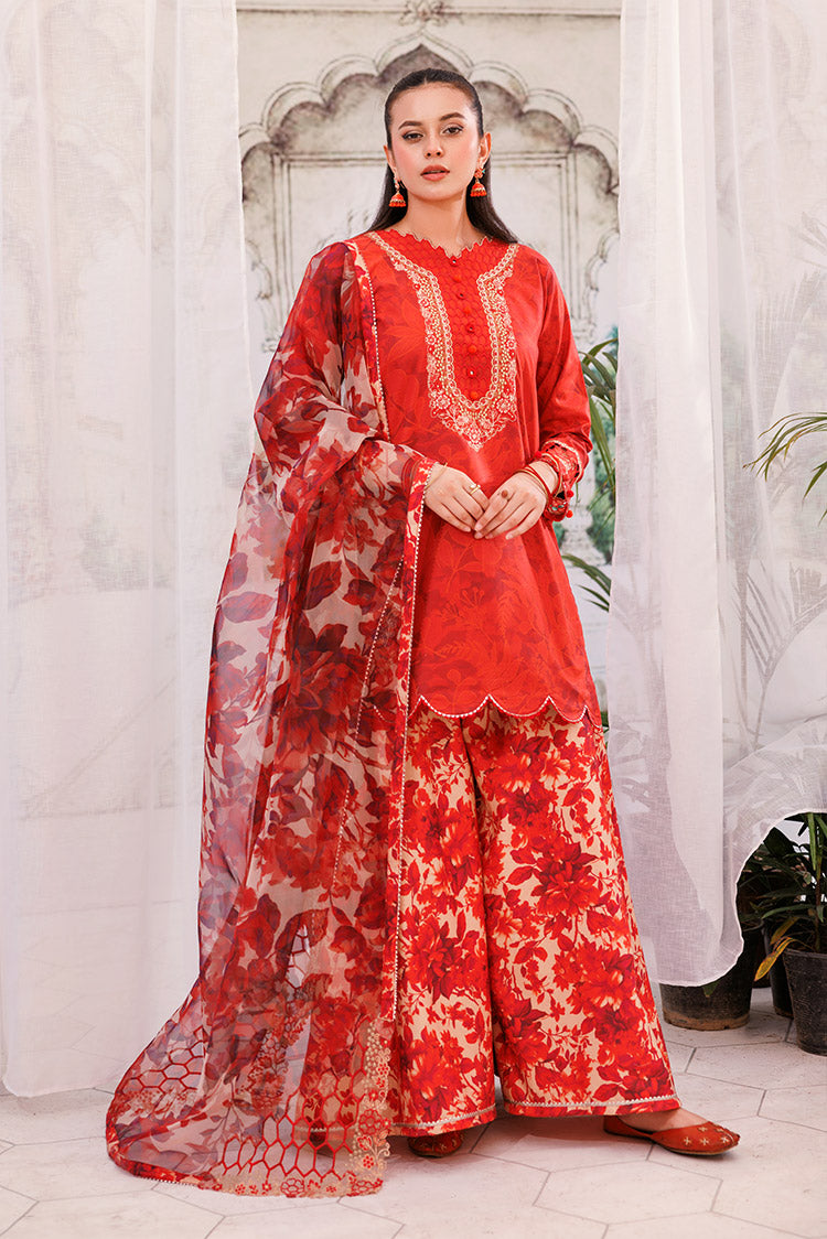 Picture of 3-PC Unstitched Digital Printed Lawn Suit - Available at Raja Sahib