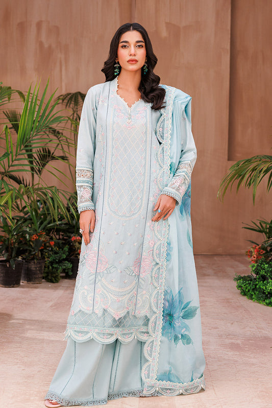 Picture of 3-PC Unstitched Embroidered Chikankari Lawn Suit - Available at Raja Sahib