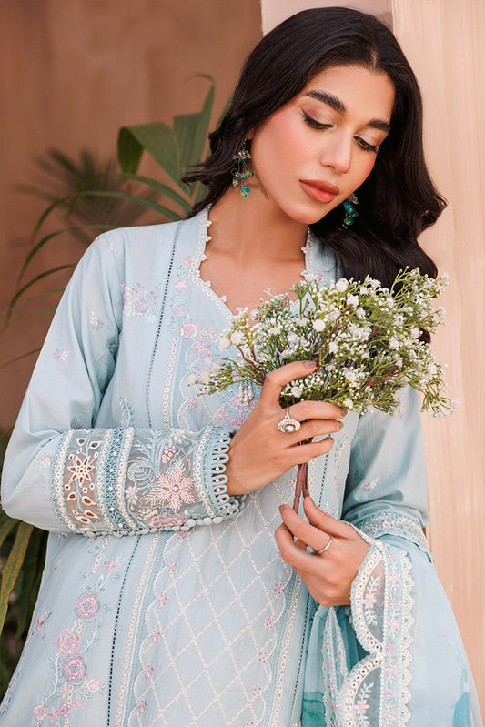 Picture of 3-PC Unstitched Embroidered Chikankari Lawn Suit - Available at Raja Sahib