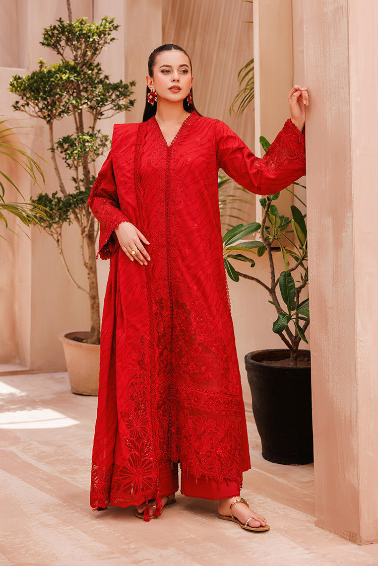 Picture of 3-PC Unstitched Embroidered Chikankari Lawn Suit - Available at Raja Sahib