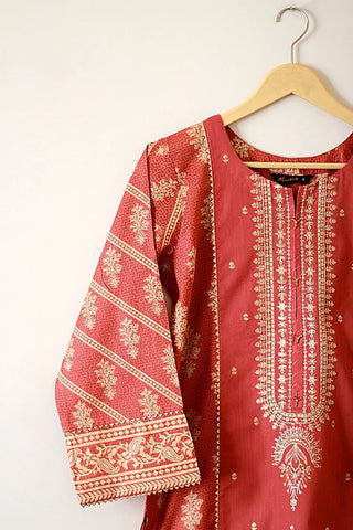 Picture of Kashish - Reaty to Wear 3 PC Lawn Suit - Rust Orange - EMPR60 - Available at Raja Sahib