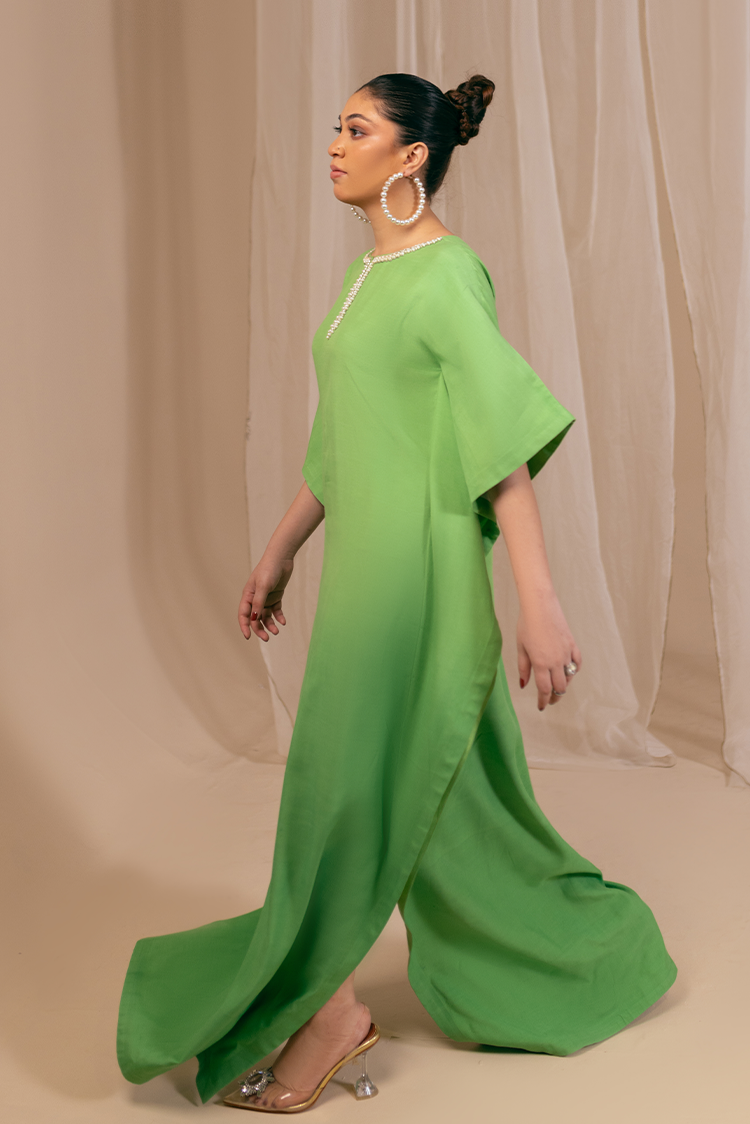 Picture of Fozia Khalid - Kaftaan Casual Pret Collection - Mint Dusk - Available at Raja Sahib