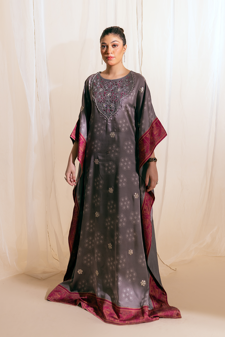 Picture of Fozia Khalid - Kaftaan Casual Pret Collection - Moonlit Kaftaan - Available at Raja Sahib