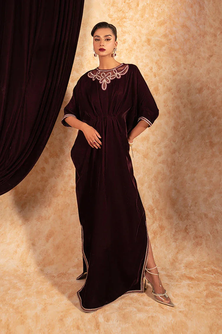 Picture of Fozia Khalid - Velvet Deck - Ruby - Available at Raja Sahib