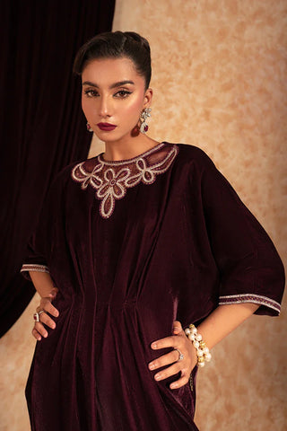 Picture of Fozia Khalid - Velvet Deck - Ruby - Available at Raja Sahib