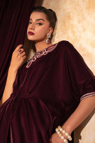 Picture of Fozia Khalid - Velvet Deck - Ruby - Available at Raja Sahib