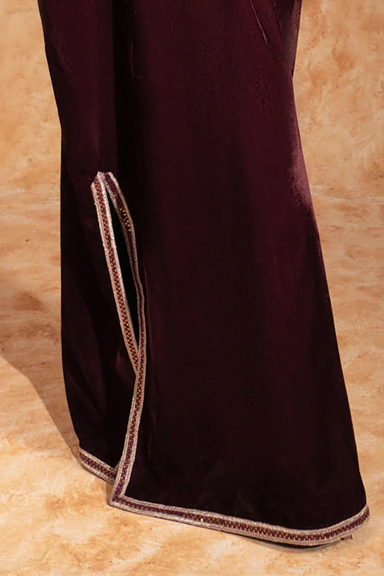 Picture of Fozia Khalid - Velvet Deck - Ruby - Available at Raja Sahib