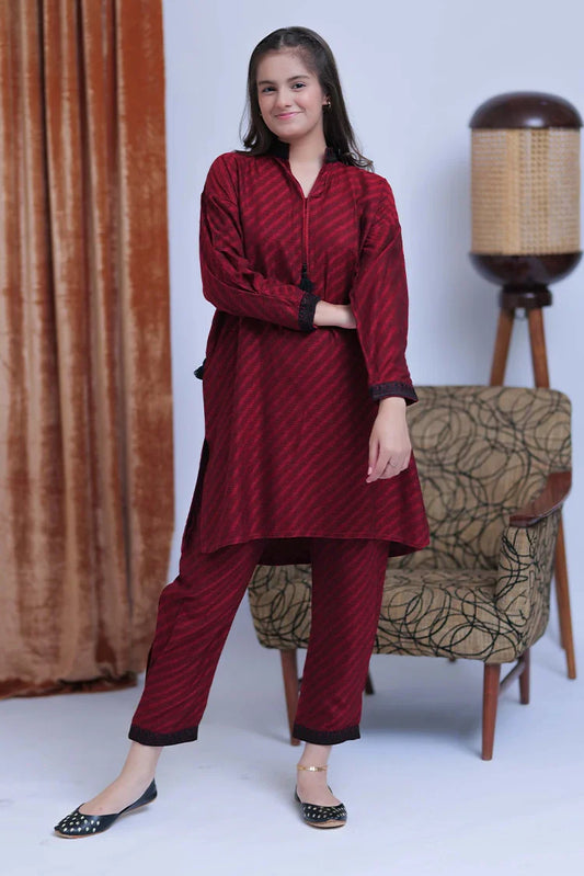 Picture of GAC-02772 | Red & Black | Casual 2 Piece Suit | Acrylic Fabric - Available at Raja Sahib