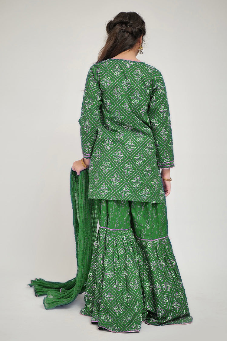 Picture of Senorita - GAD-02655 | Green & Golden  | Casual 3 Piece Suit | Cotton Cambric - Available at Raja Sahib