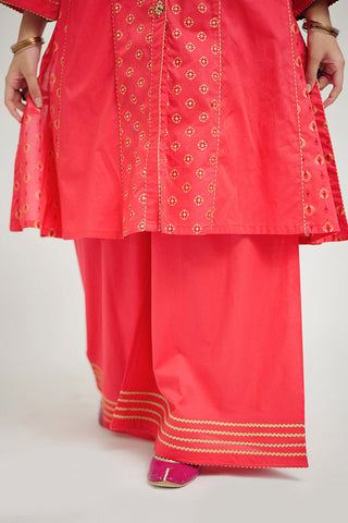 Picture of Senorita - GAD-02657 | Peach | Casual 3 Piece Suit | Cotton Cambric - Available at Raja Sahib