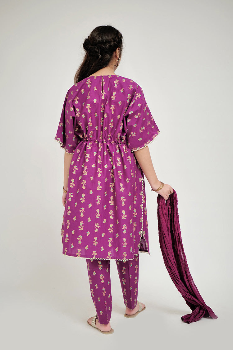 Picture of Senorita - GAD-02662 | Dark Pink | Casual 3 Piece Suit | Cotton Cambric - Available at Raja Sahib