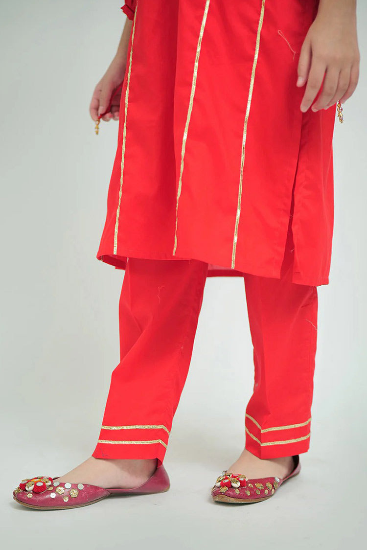 Picture of Senorita - GAD-02663 | Red | Casual 3 Piece Suit   | Cotton Cambric - Available at Raja Sahib