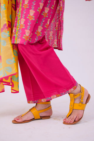 Picture of Senorita - GAD-02748 | Shocking Pink & Multicolor | Casual 3 Piece Suit | Cotton  Lawn Printed - Available at Raja Sahib