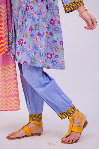 Picture of Senorita - GAD-02750 | Blue & Multicolor | Casual 3 Piece Suit | Cotton Lawn Printed - Available at Raja Sahib